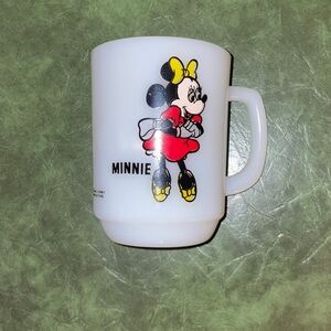 Vintage Fire King milk glass mug Disney Minnie